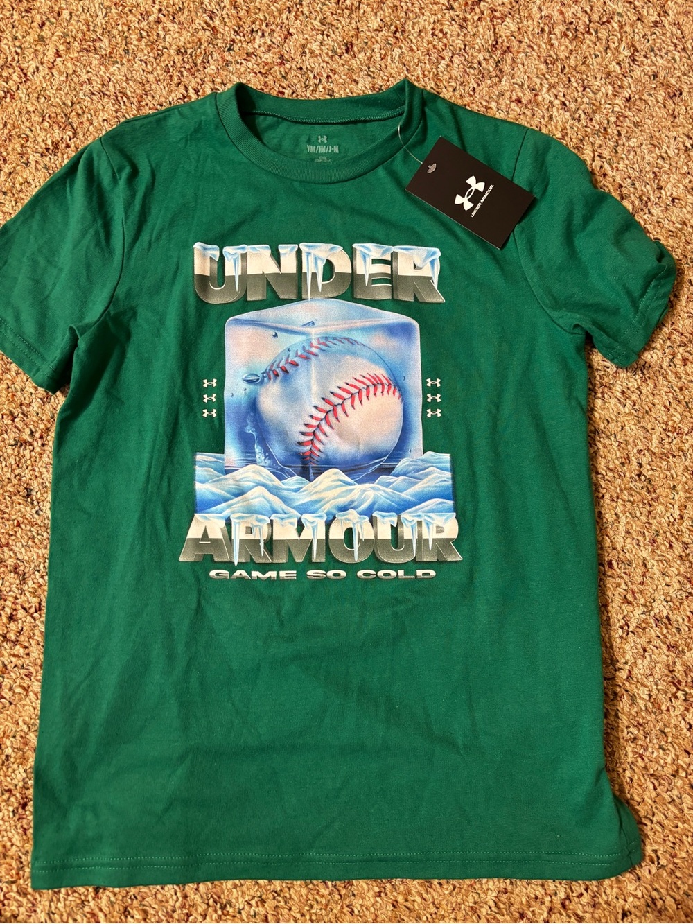 NWT Under Armour Green Baseball Ice Graphic Tee